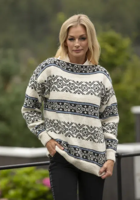 Hovedbilde Severin-genser i Viking Alpaca Storm til dame | Strikkepakke