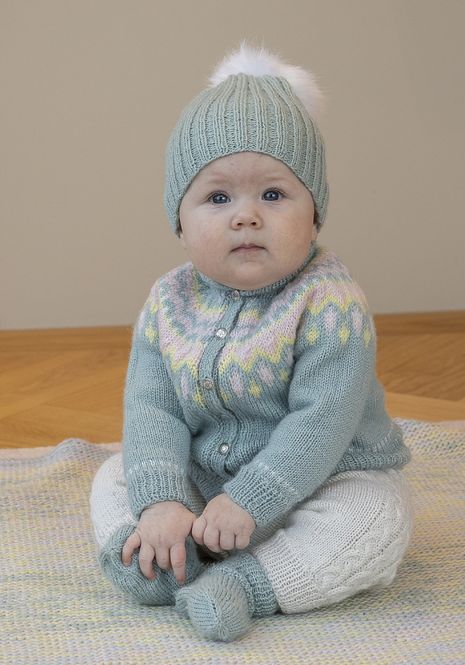 Hovedbilde Linde-sett i Viking Babyull (grønn) | Strikkepakke